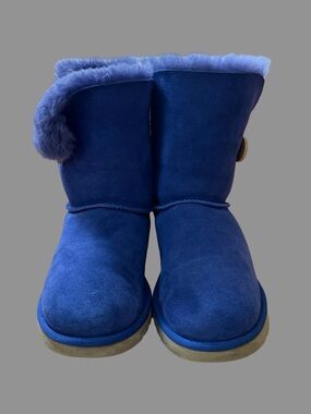 Ugg Bailey Button Royal Blue Suede Fur Boots US9